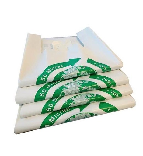 LORCAPACK - BOLSA DE CAMISETA 50X60 50 MICRAS 70% RECICLADO -PAQUETE 100U- (Ref.70137)