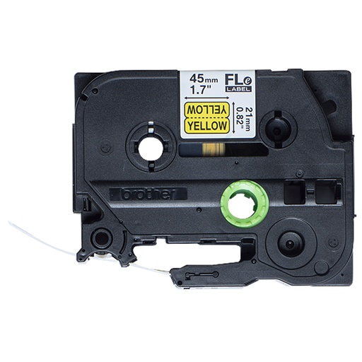 BROTHER - Cinta de etiquetas modo bandera. Texto negro sobre fondo amarillo. (Ref.FLE6511)