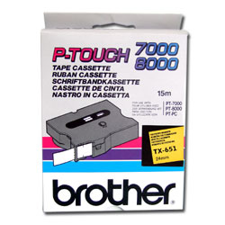 BROTHER - Cinta laminada amarillo/negro 24mm, 15m (Ref.TX651)