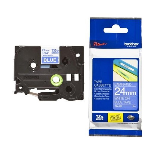 BROTHER - Cinta laminada Azul/Blanco 24 mm (Ref.TZe555)
