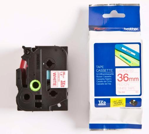 BROTHER - Cinta laminada blanco/rojo 36mm (Ref.TZe262)