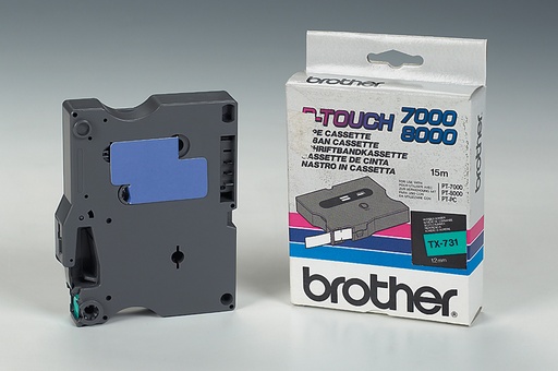 BROTHER - Cinta laminada Verde / negro 12 mm (Ref.TX731)