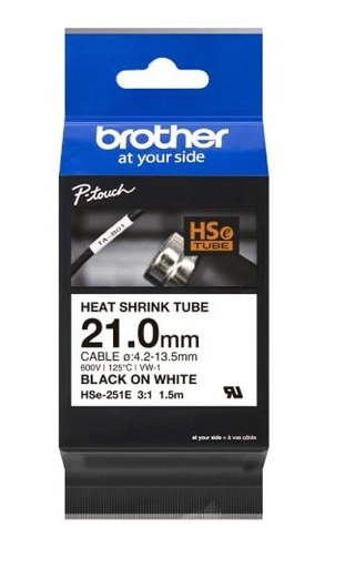 BROTHER - CINTA TERMORETRÁCTIL NEGRO SOBRE BLANCO 1,5 M X 23,6 MM (Ref.HSE-251)