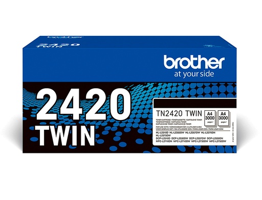 BROTHER - TONER PARA DCP-L2510/ 2530 / 2550 / HL-L2375 NEGRO 3000 PAGINAS PACK 2 UNIDADES (Ref.TN2420TWIN)