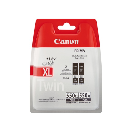 CANON - MG-5450/6350 IP7250 Pack 2 Cartuchos Negro PGI550XL (Ref.6431B005)