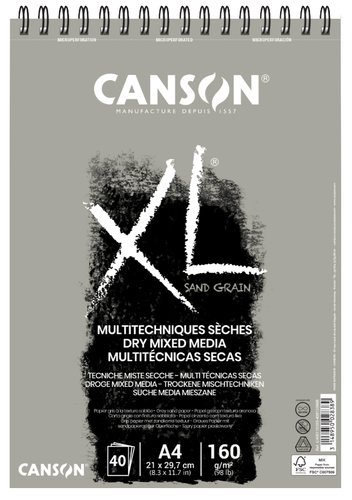 CANSON - ÁLBUM ESPIRAL A4 TOUCH ARENOSO XL 40H 160GR GRIS -5U- (Ref.C400110395)