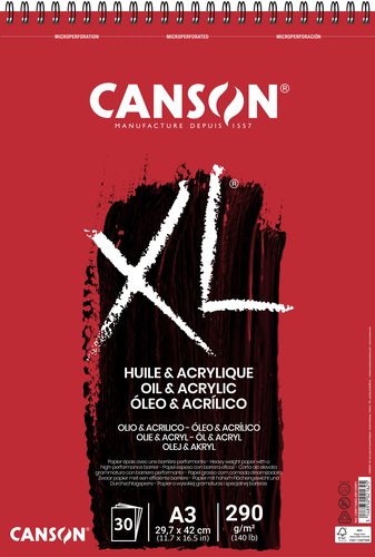 CANSON - BLOCK DE DIBUJO GUARRO- XL OLEO&ACRILICO (espiral) 290g A3 30h (Ref.C400110402)
