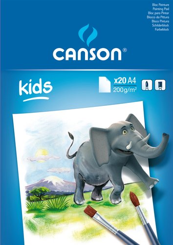 CANSON - BLOCK DE PINTURA GUARRO- KIDS A4 20h 200g (Ref.C400015588)