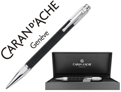 CARAN D'ACHE - BOLIGRAFO VARIUS IVANHOE COTA DE MALLA ACERO NEGRO PLACADO RODIO CON ESTUCHE PUNTA MEDIA (Ref.4480-082)