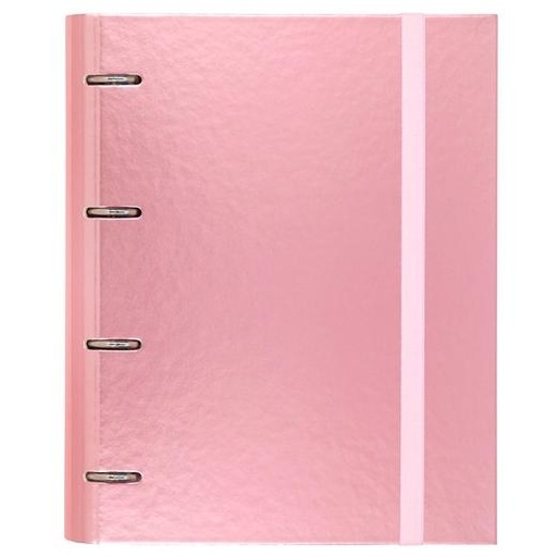 CARCHIVO - CARPEBLOCK METAL CARPETA CARTÓN FORRADO PLASTIFICADO A4 ANILLAS MIXTAS 4X35MM C/RECAMBIO 100H 4X4 ROSA (Ref.12257425)