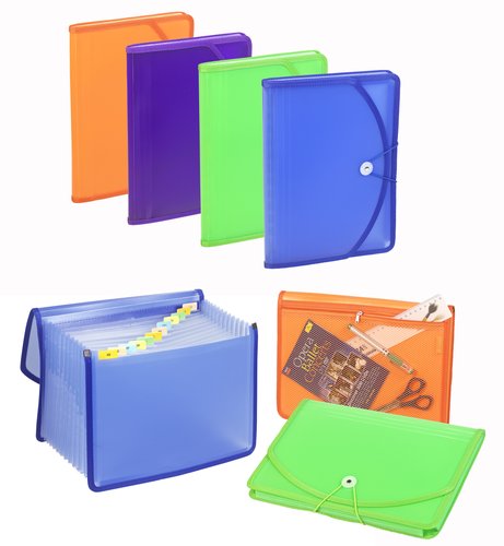 CARCHIVO - CLASIFICADOR ACORDEON PP TRANSL. Fº 13 DPTOS.RIBETE, CREMALLERA, BOTON y GOMA (4 colores) (Ref.1924K)
