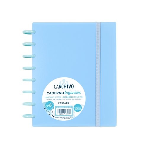 CARCHIVO - CUADERNO INGENIOX ESPIRAL A5 100H C/SEPARADORES EXTRAÍBLES 100GR CUADRÍCULA 5X5 TAPAS PP SEMI-RÍGIDO CIERRE C/GOMA AZUL (Ref.66005110)