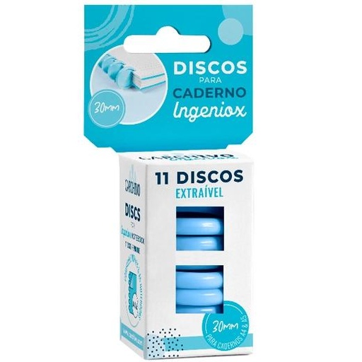 CARCHIVO - DISCOS PARA CUADERNO INGENIOX 30MM PLASTICO AZUL -ESTUCHE DE 11- (Ref.66144010)