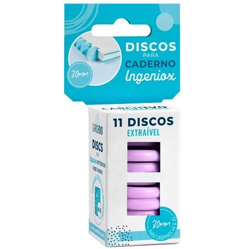 CARCHIVO - DISCOS PARA CUADERNO INGENIOX 30MM PLASTICO MALVA -ESTUCHE DE 11- (Ref.66144014)