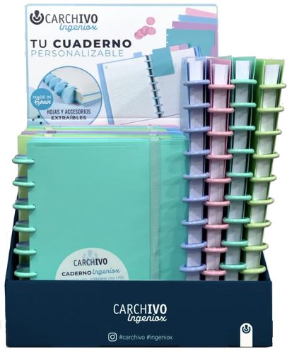 CARCHIVO - EXPOSITOR CUADERNOS INGENIOX 100H C/SEPARADORES EXTRAÍBLES 100GR CUADRÍCULA 5X5 TAPAS PP SEMI-RÍGIDO CIERRE C/GOMA C/SURTIDOS (Ref.66008700)