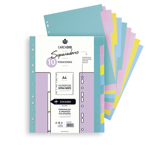 CARCHIVO - SEPARADORES CARCH.SOFT EXTRA PP A4 10 ps (Ref.49061099)