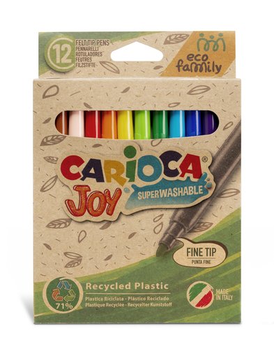 CARIOCA - ESTUCHE 12 ROTULADORES JOY ECO FAMILY PUNTA FINA C/SURTIDOS (Ref.43100)