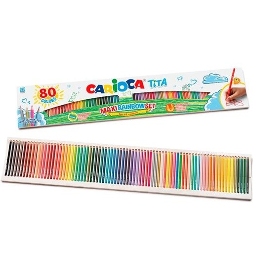 CARIOCA - LÁPICES DE COLORES TITA MAXI RAINBOW ESTUCHE 80U SURTIDOS (Ref.42890)