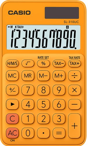 CASIO - CALCULADORA de BOLSILLO 10 DIGITOS SL-310 UC NARANJA (Ref.SL-310UC-RG)