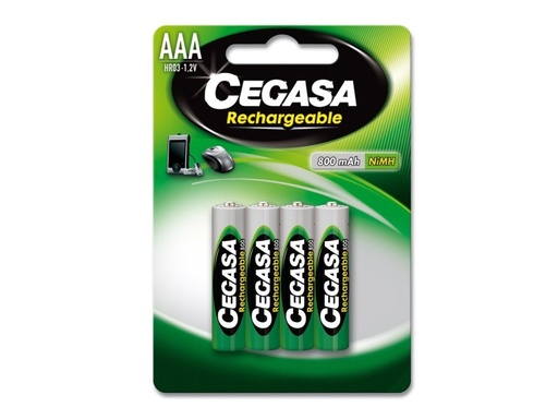CEGASA - PILA RECARGABLE HR03 800 MAH 1 2V BL.4 UDS (Ref.104373)