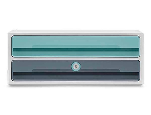 CEP - FICHERO CAJONES DE SOBREMESA MOOV UP RECICLADO 80% CON CERRADURA 2 CAJONES COLOR AZUL/GRIS 275X369X146 MM (Ref.1091112961)