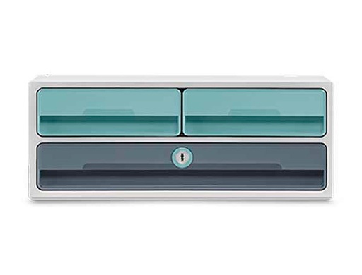 CEP - FICHERO CAJONES DE SOBREMESA MOOV UP RECICLADO 80% CON CERRADURA 3 CAJONES COLOR AZUL/GRIS 275X369X146 MM (Ref.1091212961)