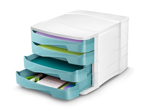 CEP - FICHERO CAJONES DE SOBREMESA PROTECT ANTIBACTERIANO 4 CAJONES COLOR BLANCO/VERDE AGUA 292X386X246 MM (Ref.1039490991)