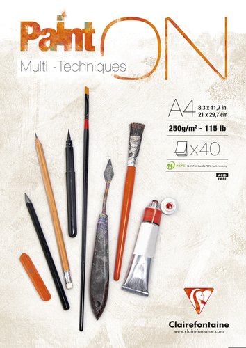 CLAIREFONTAINE - BLOCK DE DIBUJO PAINT"ON MULTITECNICAS A4 250g 40h (Ref.96537C)