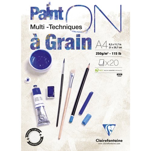 CLAIREFONTAINE - BLOCK DE DIBUJO PAINT"ON MULTITECNICAS CON GRANO A4 250g 20h (Ref.975049C)