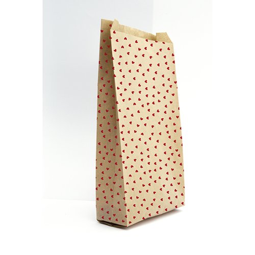 CLAIREFONTAINE - BOLSA de PAPEL KRAFT DECORADO S/ASAS 11x21x5 cm CORAZON PACK DE 50 (Ref.394106C)
