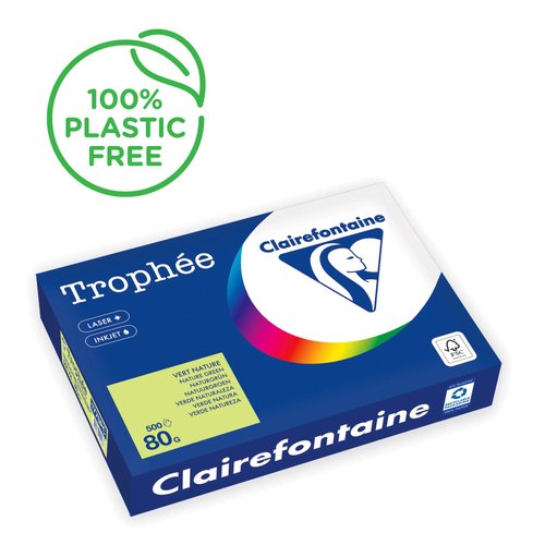 CLAIREFONTAINE - PAPEL COLOR A4 TROPHEE 80g 500h VD.NATUR (Ref.1775C)
