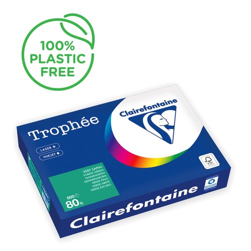 CLAIREFONTAINE - PAPEL COLOR A4 TROPHEE 80g 500h VERDE PI (Ref.1783C)