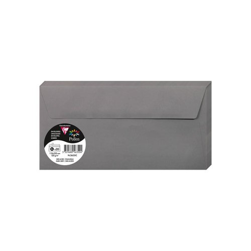 CLAIREFONTAINE - SOBRE POLLEN 110x220 120g GRIS ACERO PAQUETE DE 20 (Ref.5635C)