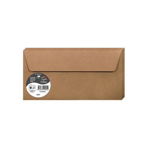 CLAIREFONTAINE - SOBRE POLLEN 110x220 120g KRAFT PAQUETE DE 20 (Ref.29005C)