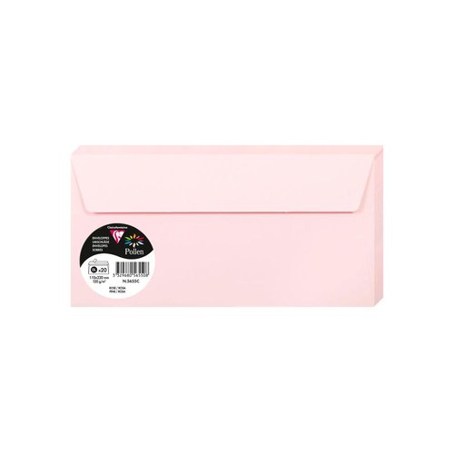 CLAIREFONTAINE - SOBRE POLLEN 110x220 120g ROSA PAQUETE DE 20 (Ref.5655C)