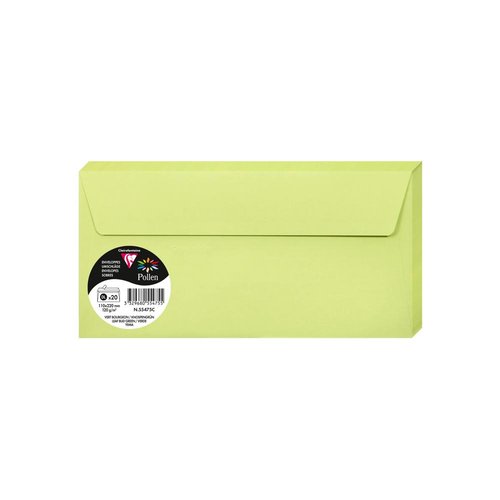 CLAIREFONTAINE - SOBRE POLLEN 110x220 120g VERDE YEMA PAQUETE DE 20 (Ref.55475C)