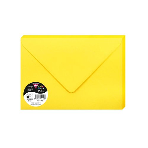 CLAIREFONTAINE - SOBRE POLLEN 162x229 120g AMARILLO SOL PAQUETE DE 20 (Ref.5562C)