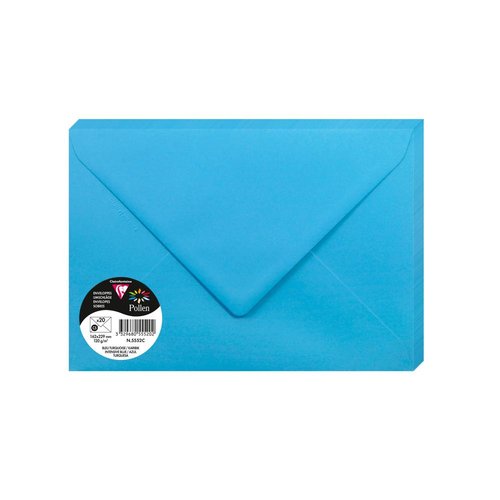 CLAIREFONTAINE - SOBRE POLLEN 162x229 120g AZUL TURQUESA PAQUETE DE 20 (Ref.5552C)