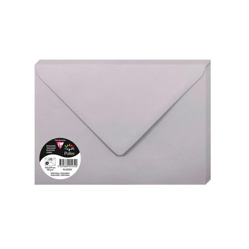 CLAIREFONTAINE - SOBRE POLLEN 162x229 120g GRIS KOALA PAQUETE DE 20 (Ref.5532C)