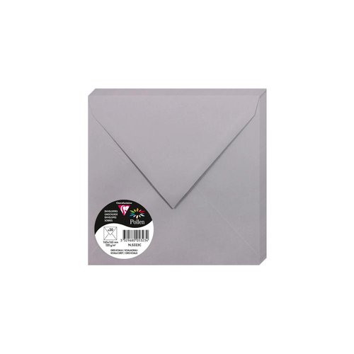 CLAIREFONTAINE - SOBRE POLLEN 165x165 120g GRIS KOALA PAQUETE DE 20 (Ref.5323C)