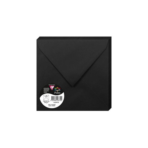 CLAIREFONTAINE - SOBRE POLLEN 165x165 120g NEGRO PAQUETE DE 20 (Ref.5873C)