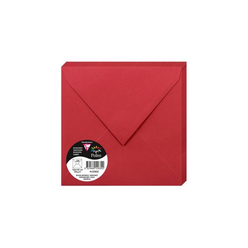 CLAIREFONTAINE - SOBRE POLLEN 165x165 120g ROJO GROSELLA PAQUETE DE 20 (Ref.5583C)
