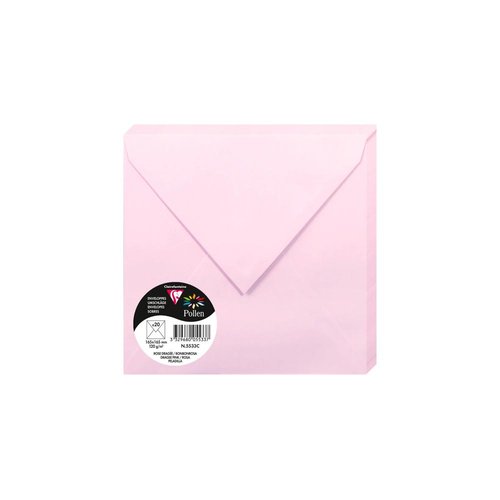 CLAIREFONTAINE - SOBRE POLLEN 165x165 120g ROSA PELADILLA PAQUETE DE 20 (Ref.5533C)