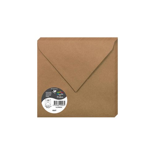 CLAIREFONTAINE - SOBRE POLLEN 165x165 135g KRAFT PAQUETE DE 20 (Ref.29003C)