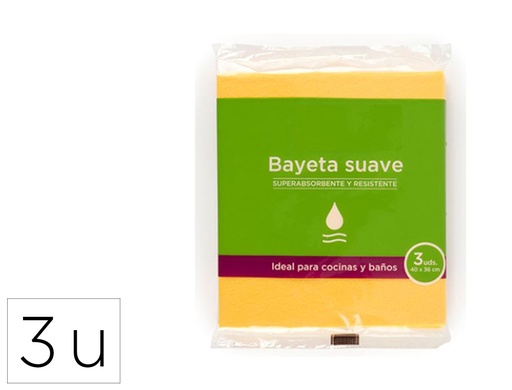 DAHI - BAYETAS MICROFIBRA 40X36 SUAVE AMARILLO -PACK 3U- (Ref.DJ670478)