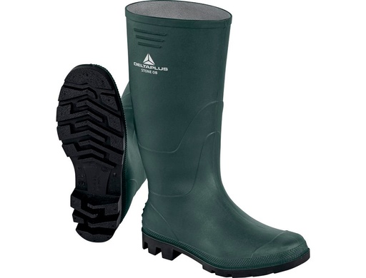 DELTAPLUS - BOTAS DE SEGURIDAD STONE PVC VERDE SUELA DE TACOS TALLA 43 (Ref.STONEOBVE43)