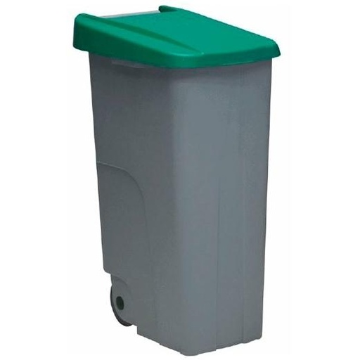 DENOX - CONTENEDOR DE RECICLAJE C/RUEDAS Y ASA CERRADO 110L VERDE (Ref.23450-VE)