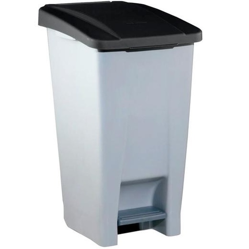 DENOX - CONTENEDOR SELECTIVO 120 LITROS C/PEDAL TAPA Y RUEDAS GRIS/NEGRO (Ref.23400NE)