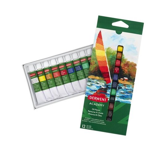 DERWENT - PACK DE 12 TUBOS PINTURA OLEO 12 ML. COLORES SURTIDOS (Ref.2302406)