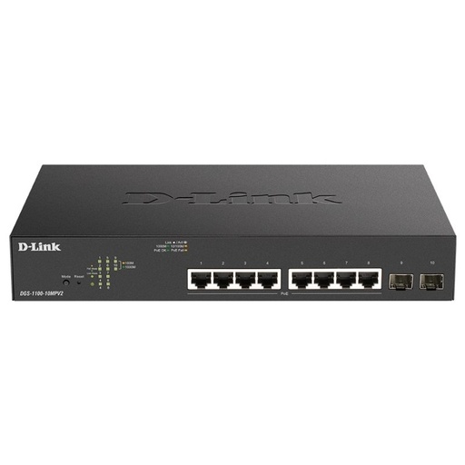D-LINK - Switch 8xGb PoE+ 2xSFP (Ref.DGS-1100-10MPV2/E)